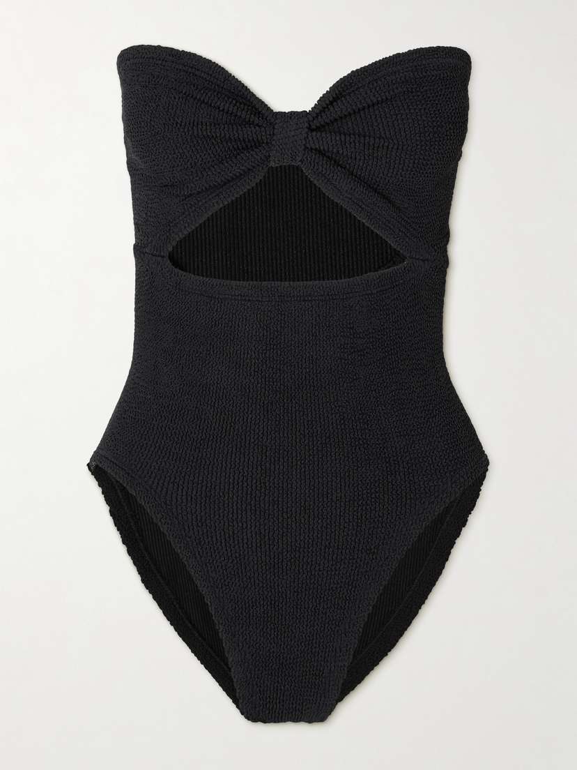 Hunza G Alana Strapless Cutout Seersucker Swimsuit