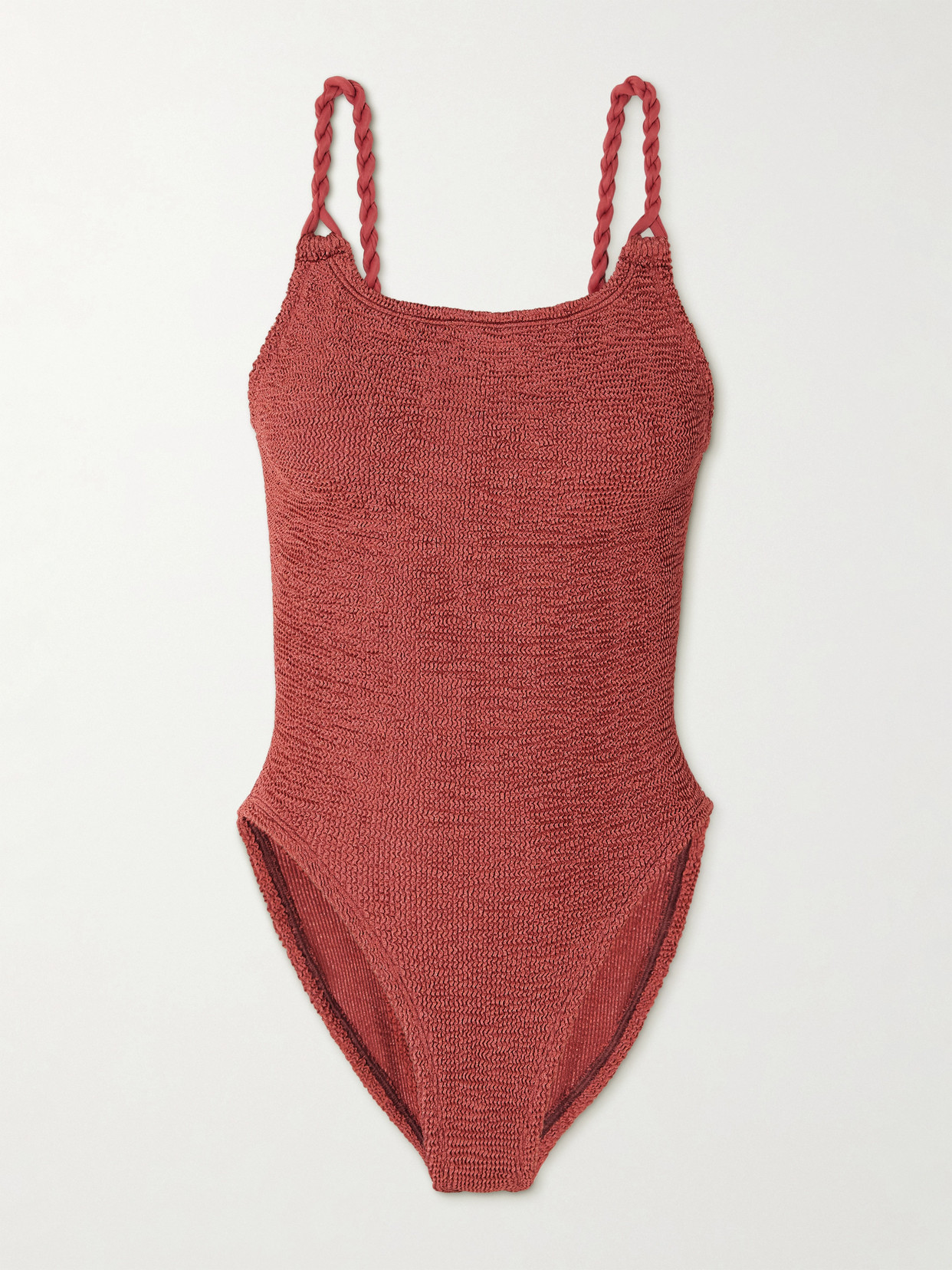 Hunza G Camille Metallic Seersucker Swimsuit In Red