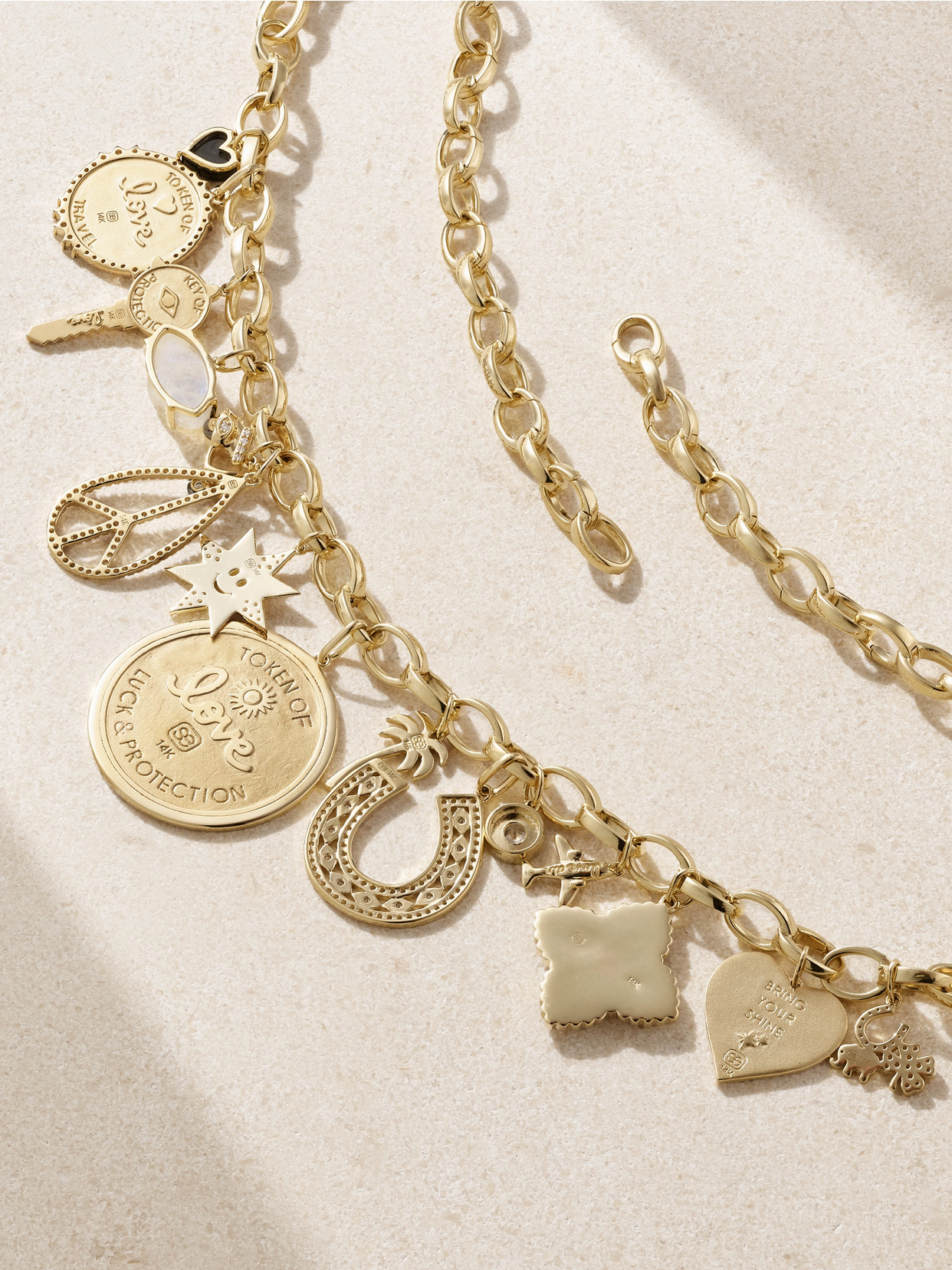 Sydney Evan Around The World Gold, Enamel, Diamond And Mother-of-pearl Necklace In Gold