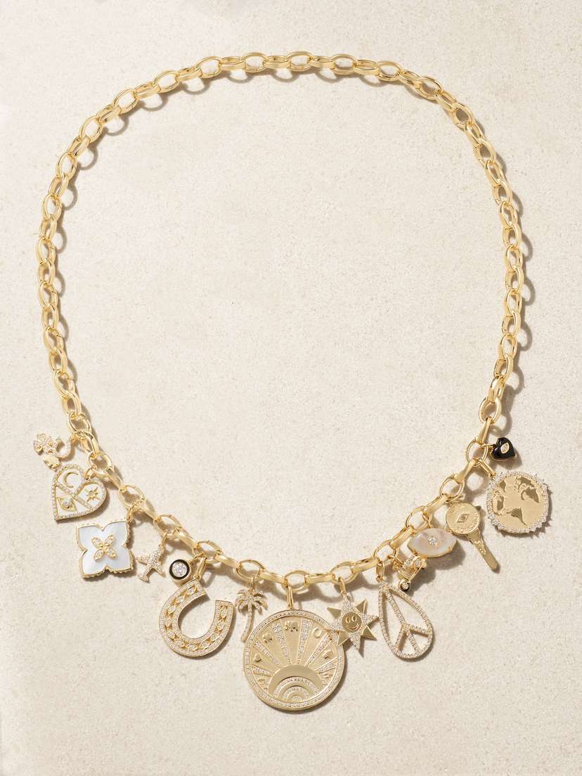 Sydney Evan Around The World Gold, Enamel, Diamond And Mother-of-pearl Necklace