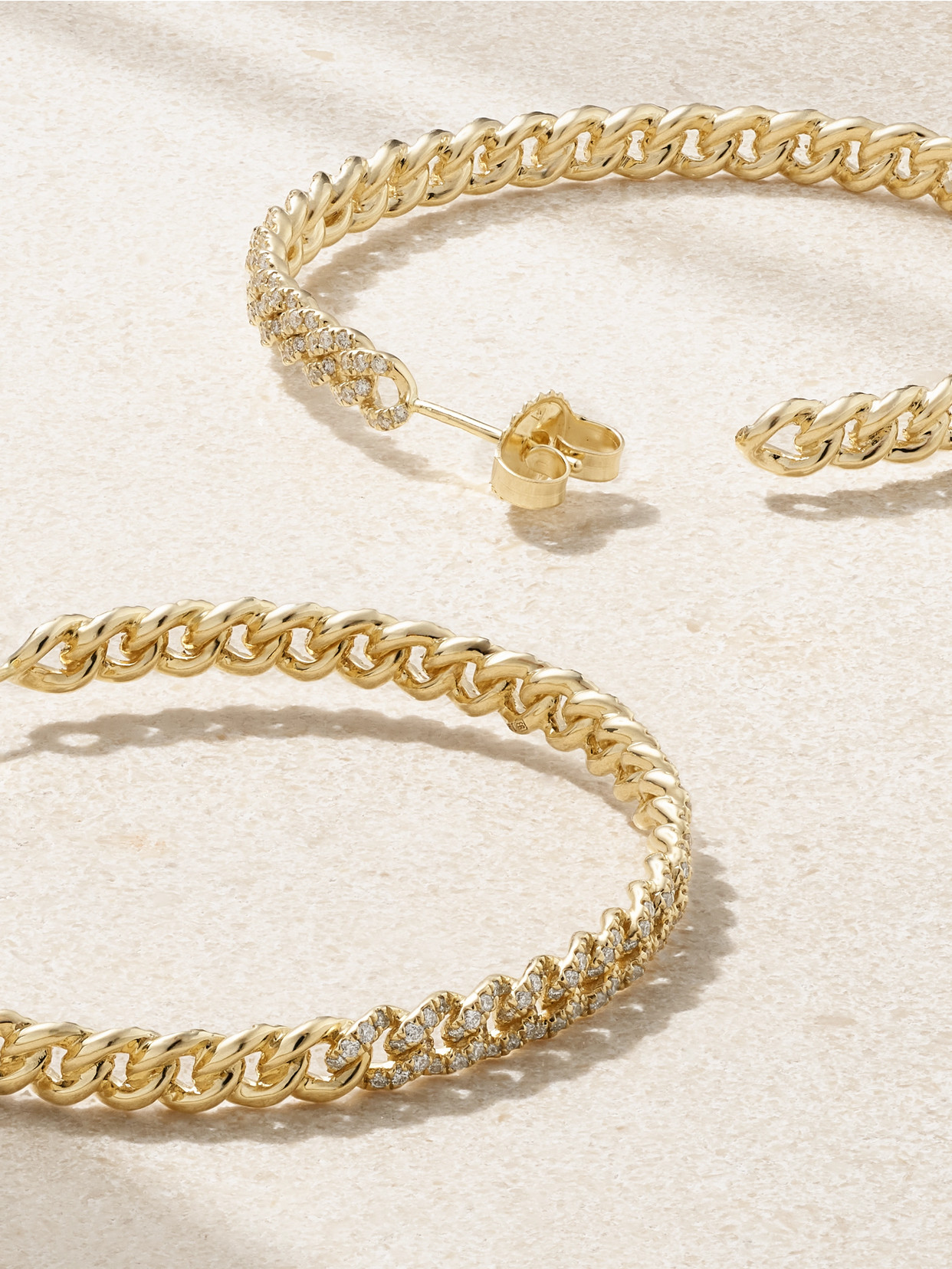 Sydney Evan Link Large 14-karat Gold Diamond Hoop Earrings In Gold