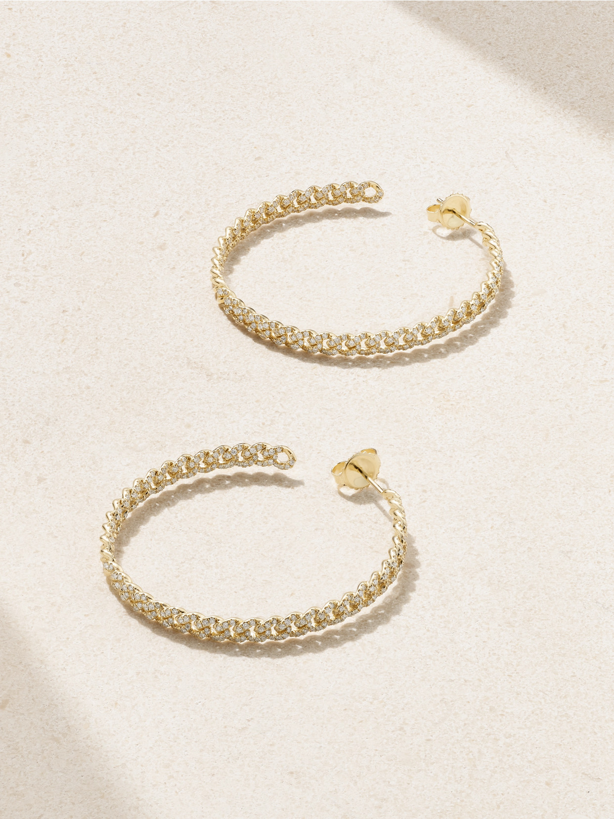 Sydney Evan Link Large 14-karat Gold Diamond Hoop Earrings