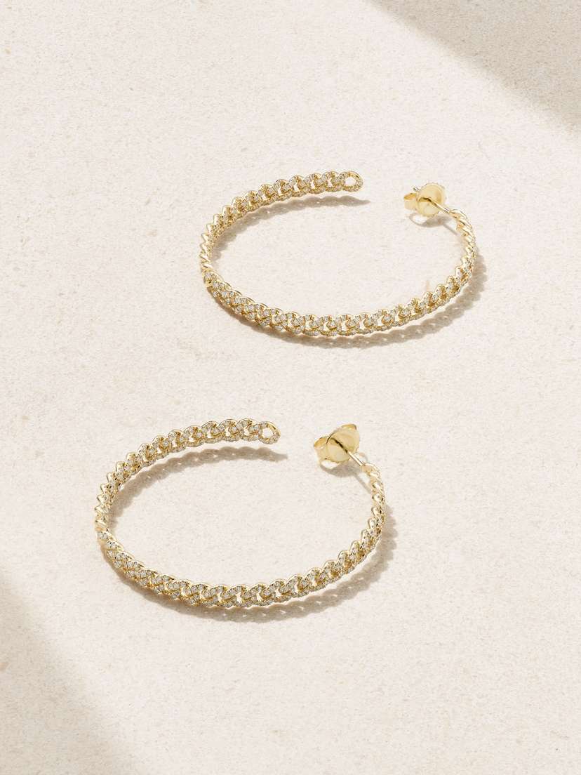Sydney Evan Link Large 14-karat Gold Diamond Hoop Earrings