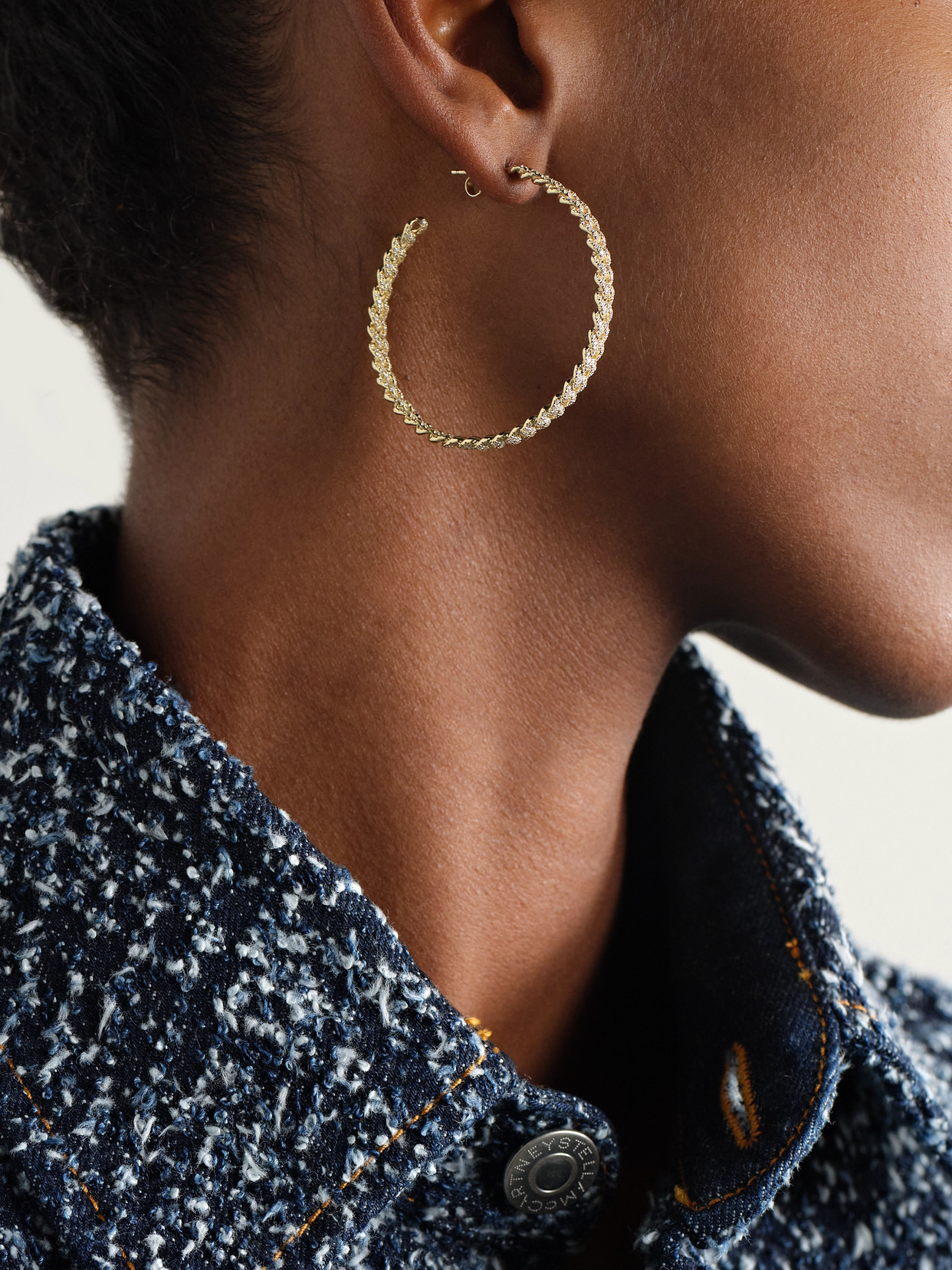 Sydney Evan Link Large 14-karat Gold Diamond Hoop Earrings In Gold