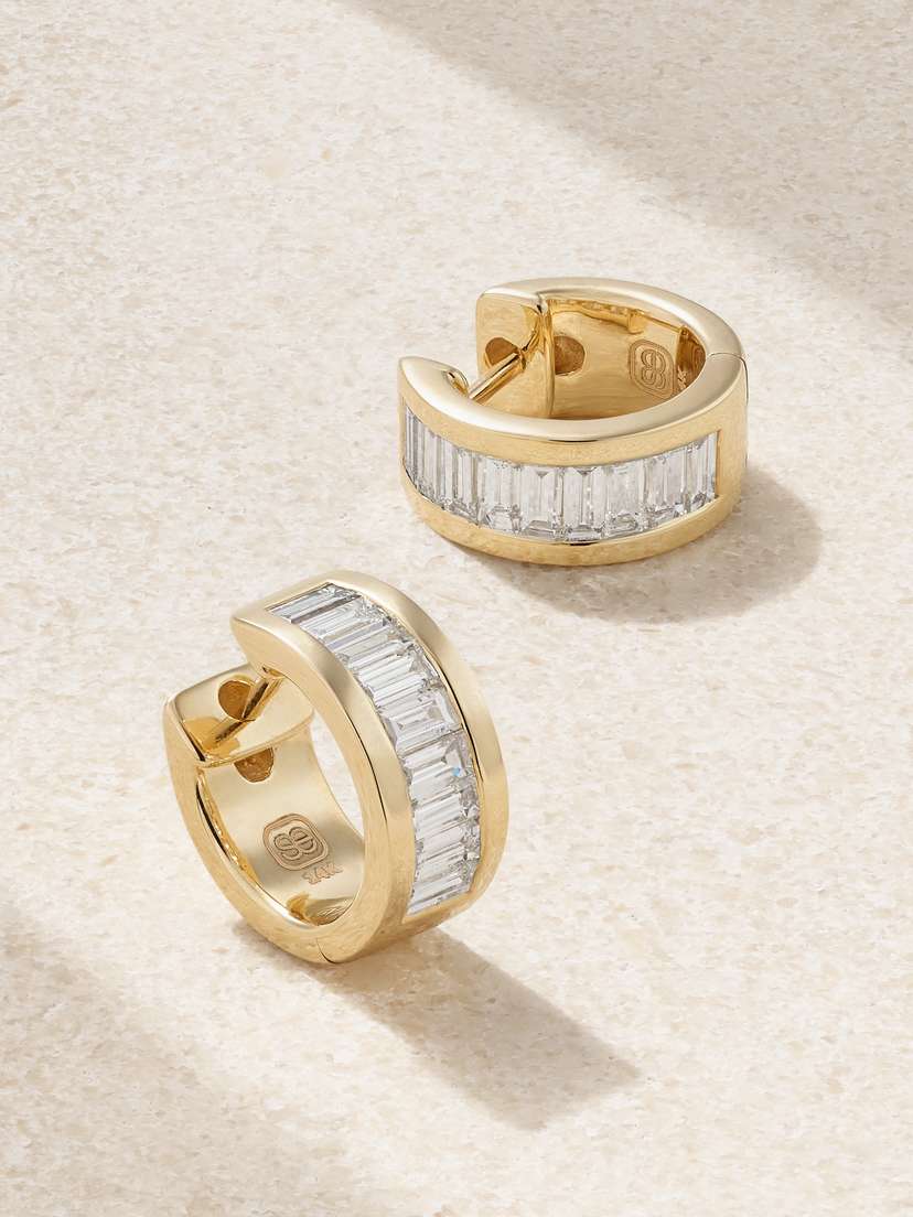 Sydney Evan 14-karat Gold Diamond Hoop Earrings