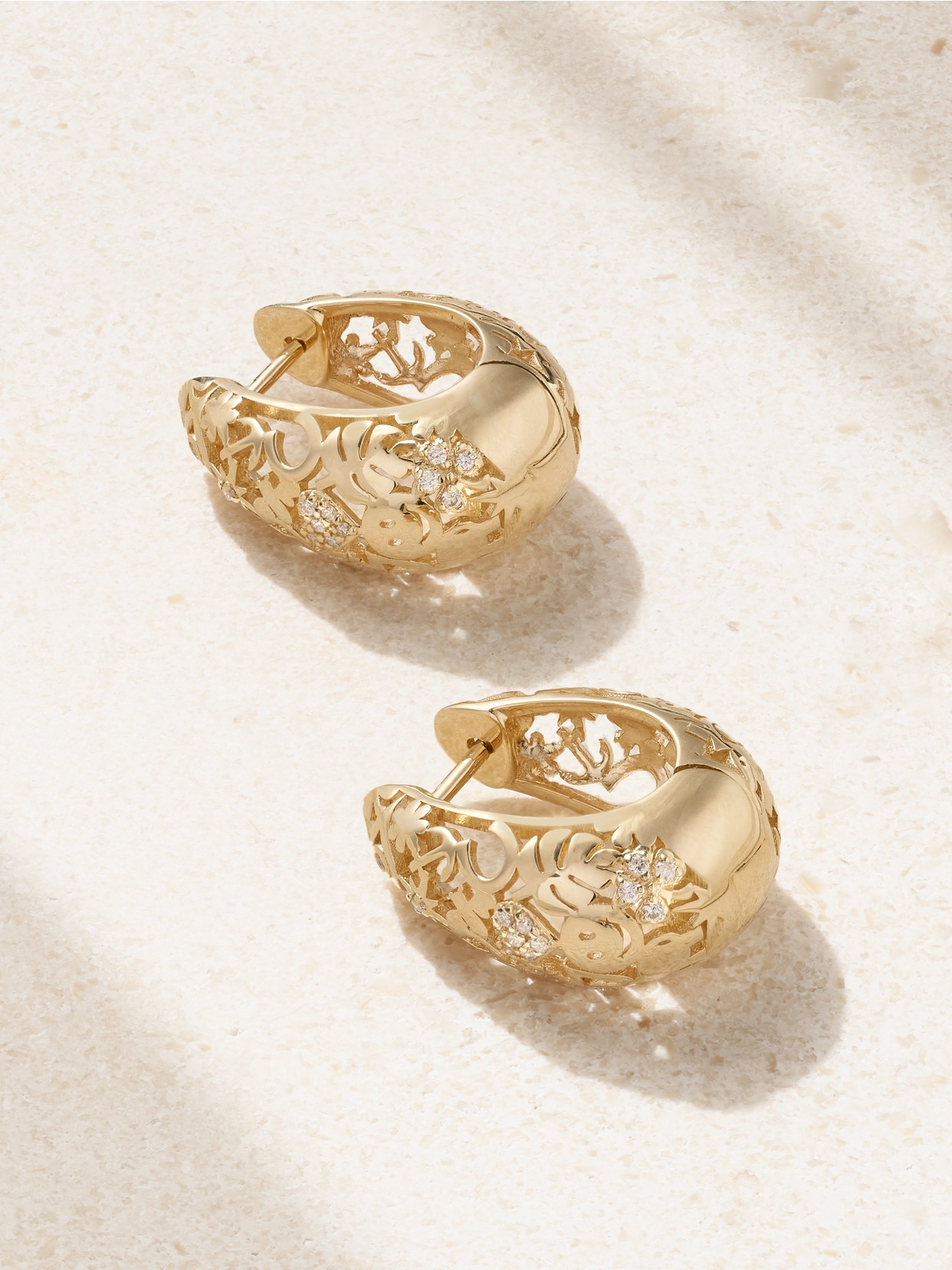 Sydney Evan - Icon Wallpaper 14-karat Gold Diamond Hoop Earrings - One size