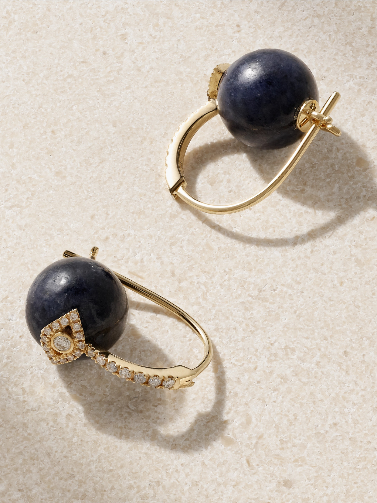 Sydney Evan Evil Eye 14-karat Gold, Sapphire And Diamond Earrings In Black