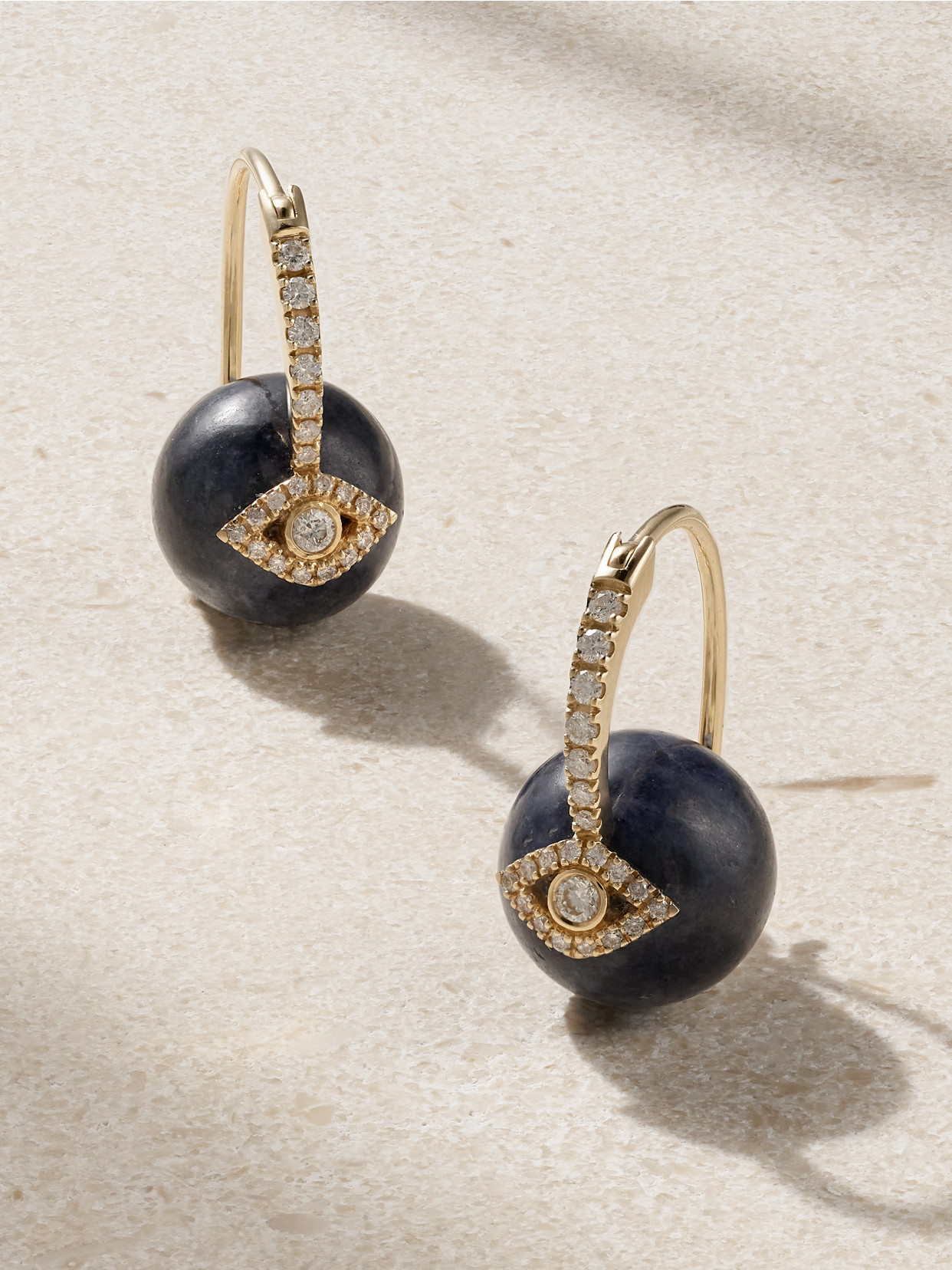 Sydney Evan - Evil Eye 14-karat Gold, Sapphire And Diamond Earrings - Black
