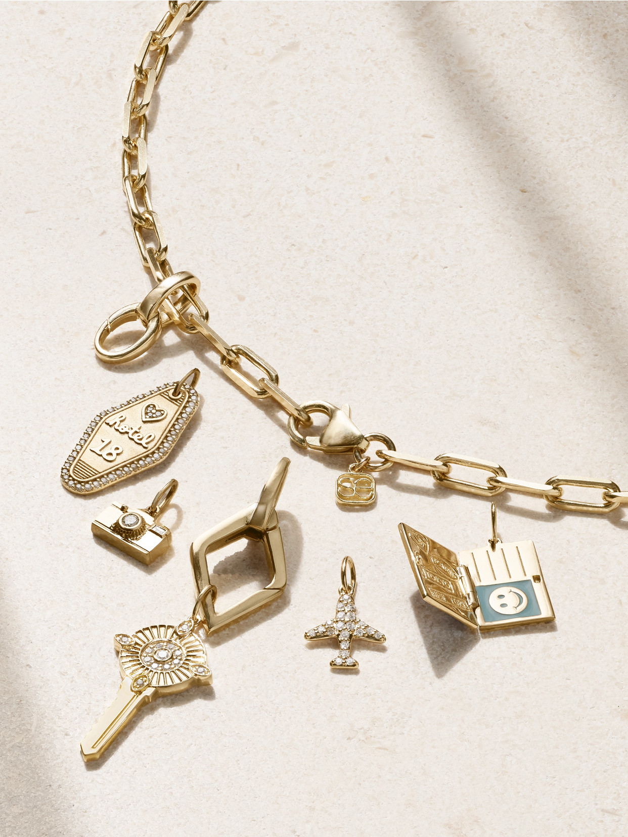 Sydney Evan 14-karat Gold, Enamel And Diamond Necklace In Gold