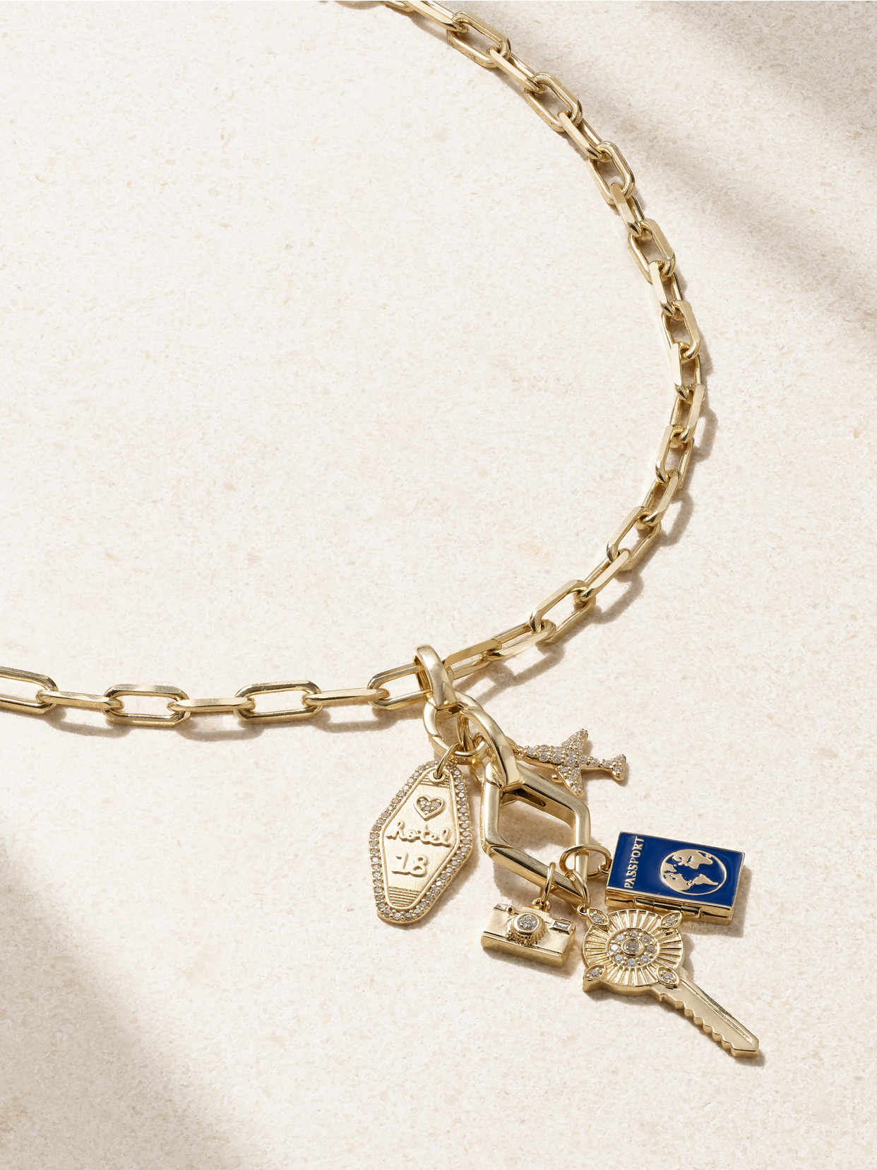Sydney Evan 14-karat Gold, Enamel And Diamond Necklace In Gold