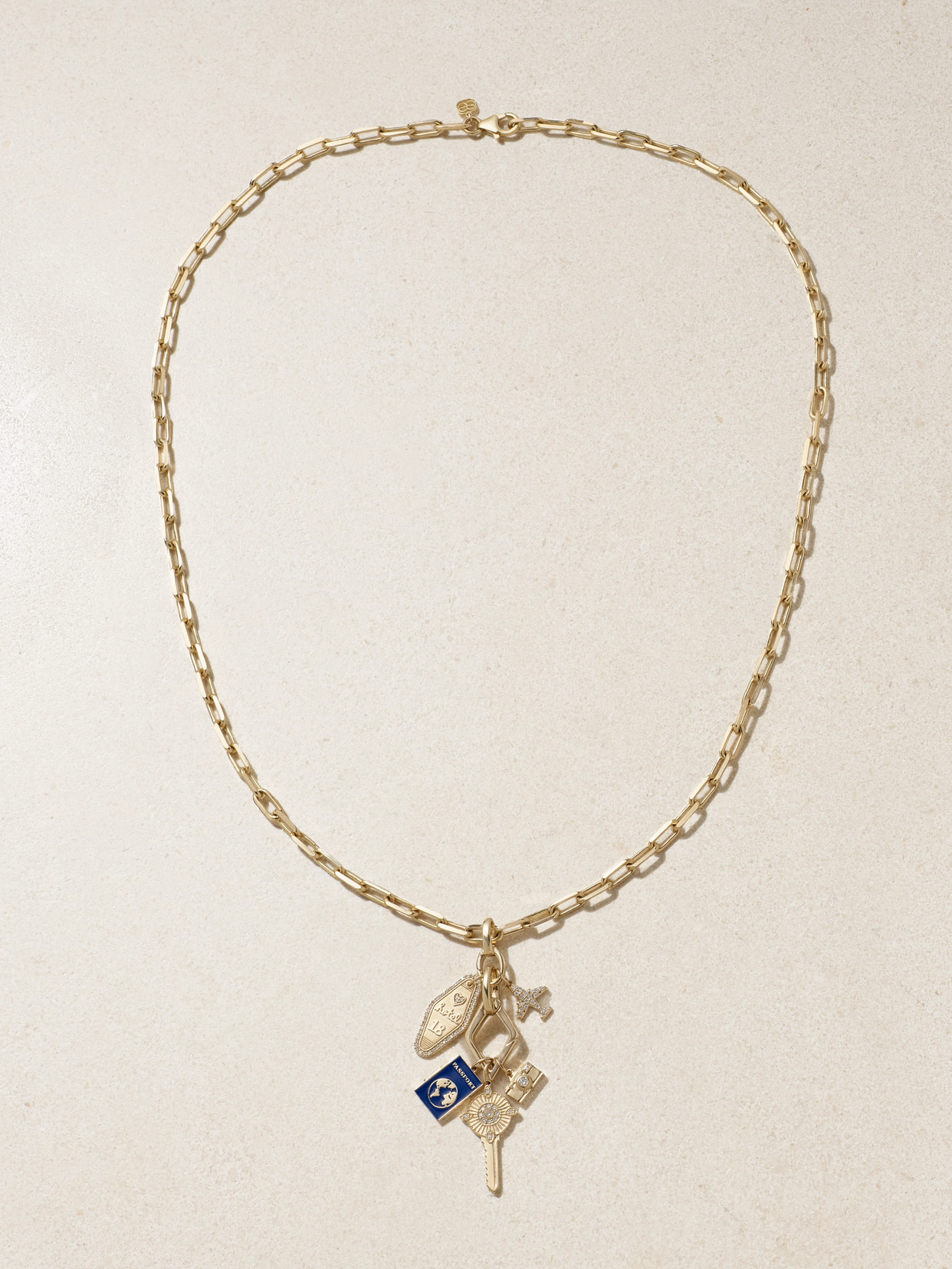 Sydney Evan 14-karat Gold, Enamel And Diamond Necklace