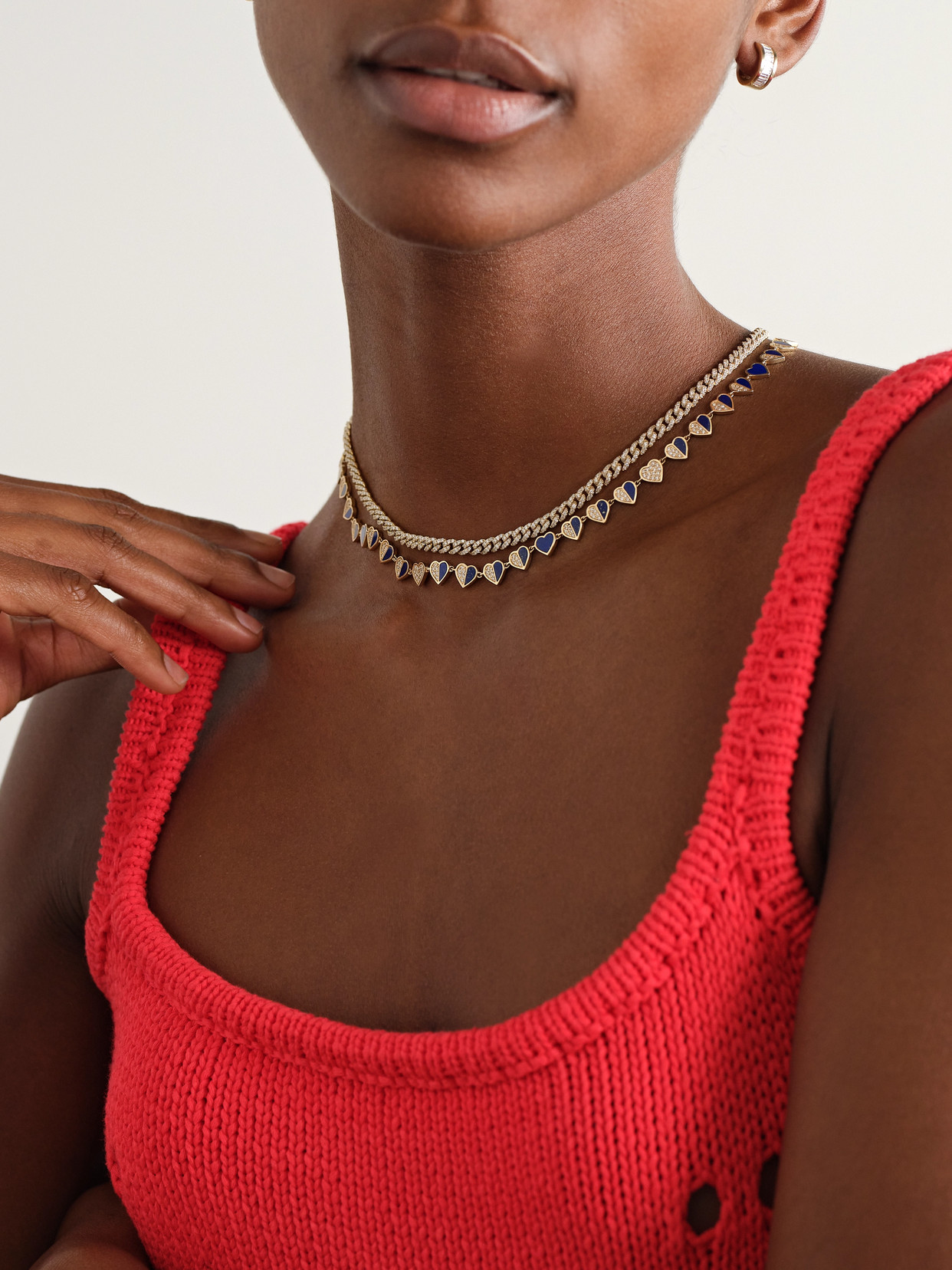 Sydney Evan Heart Eternity 14-karat Gold, Lapis Lazuli And Diamond Necklace In Blue