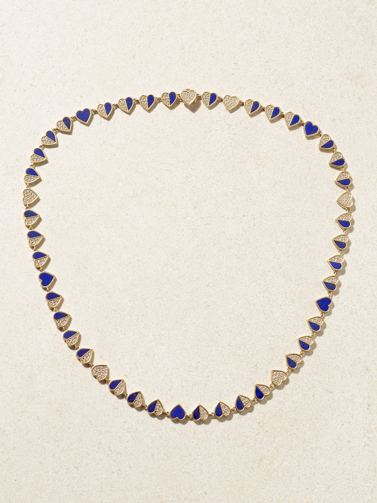Sydney Evan Heart Eternity 14-karat Gold, Lapis Lazuli And Diamond Necklace In Blue