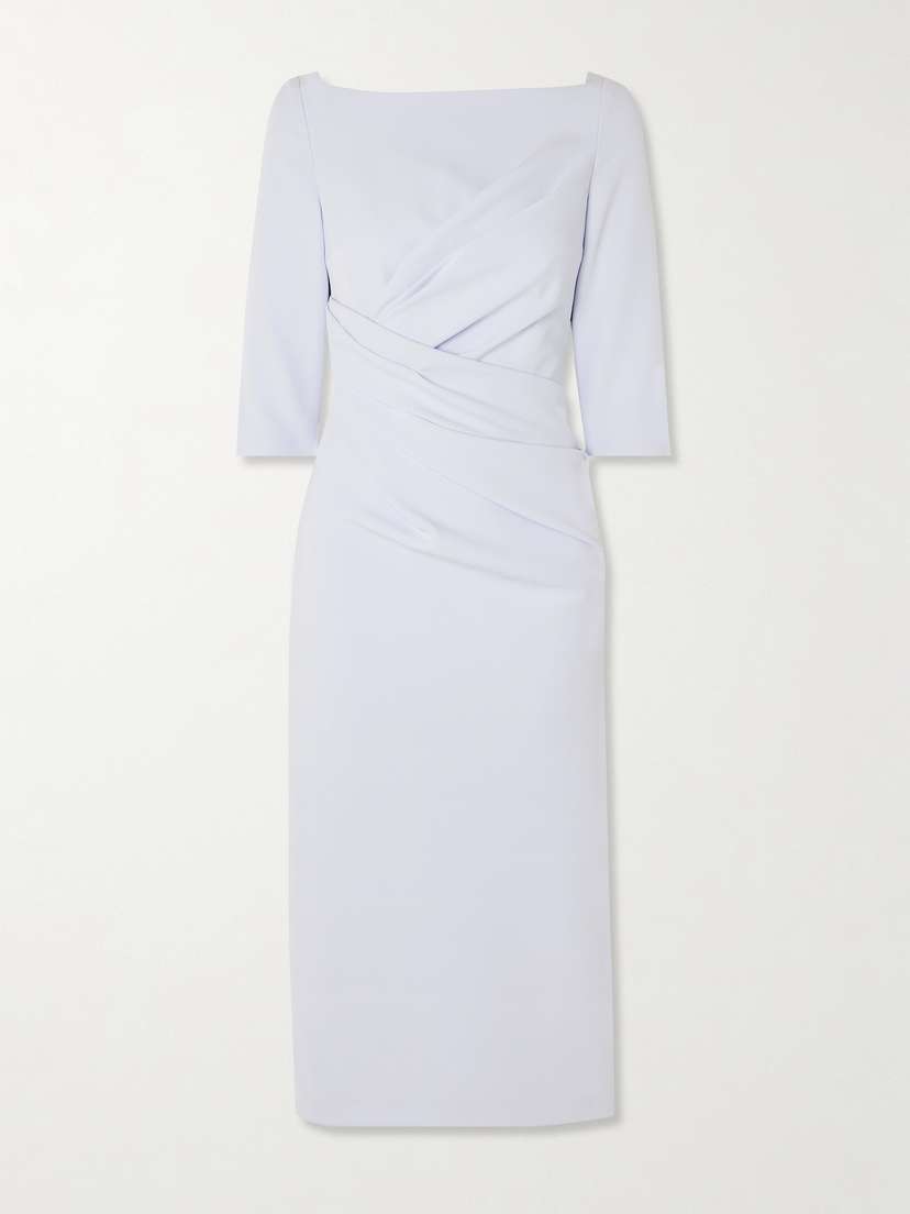 Safiyaa Asena Draped Crepe Midi Dress