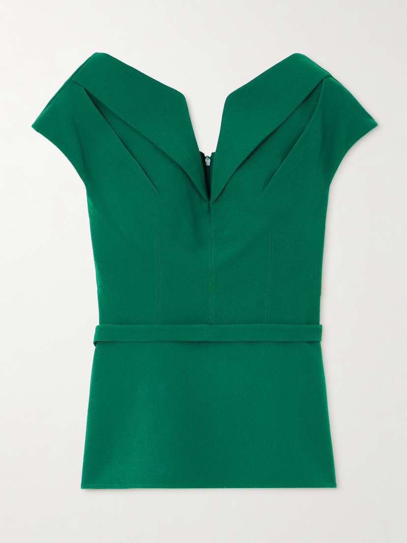 Safiyaa Aliye Off-the-shoulder Belted Crepe Top