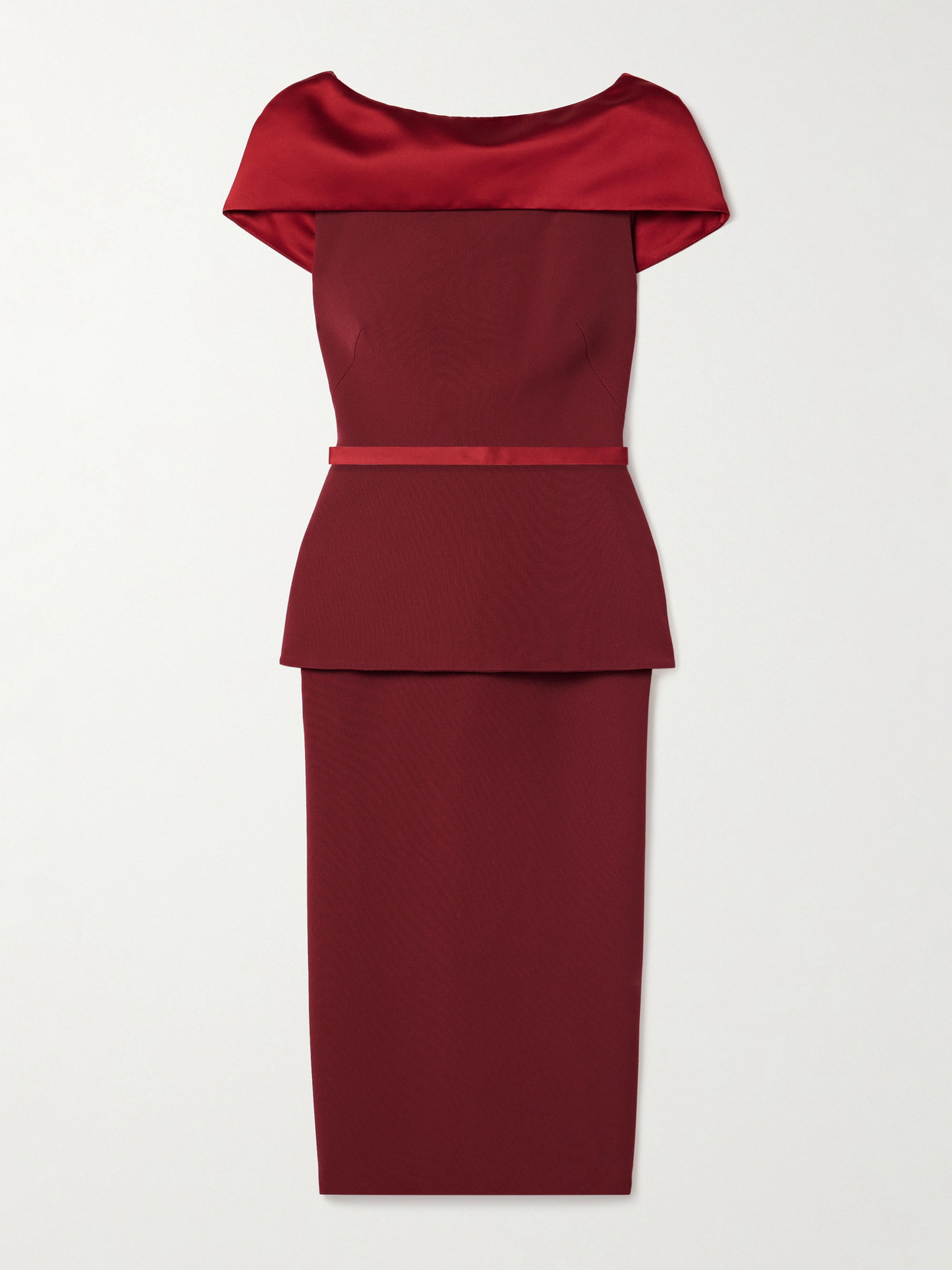 Safiyaa Rella Draped Peplum Heavy Crêpe Midi Dress In Burgundy