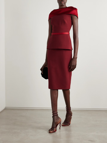 Safiyaa Rella satin-trimmed crepe midi dress
