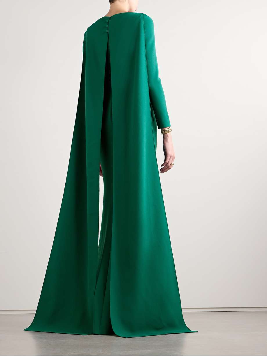 ginevra cape-effect embellished crepe gown