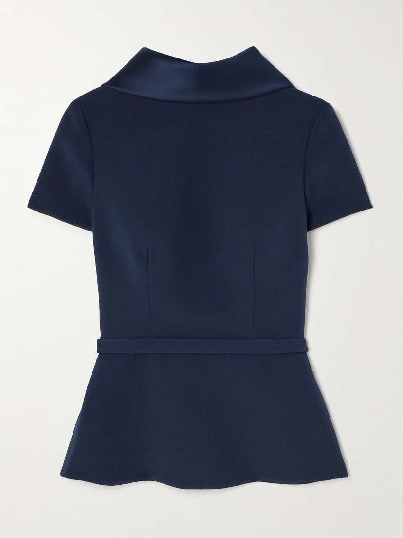 Safiyaa Elvan Belted Duchesse Satin-trimmed Crepe Blouse