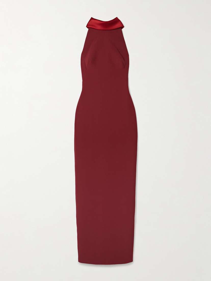 Safiyaa Holliana Duchesse Satin-trimmed Crepe Gown