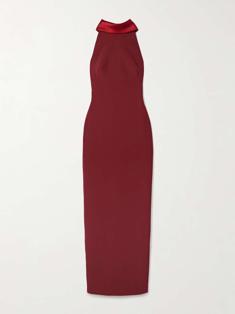 holliana duchesse satin-trimmed crepe gown