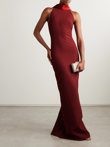 Safiyaa Holliana duchesse satin-trimmed crepe gown
