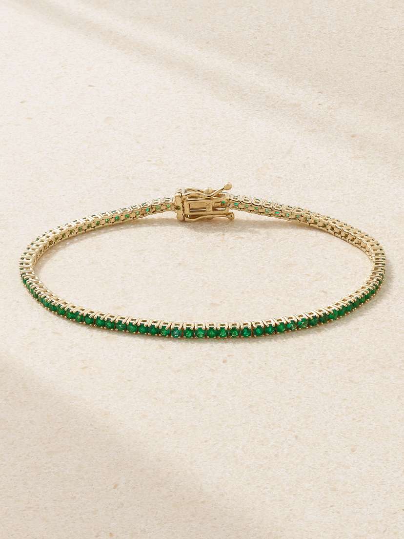 Sydney Evan 14-karat Gold Emerald Tennis Bracelet
