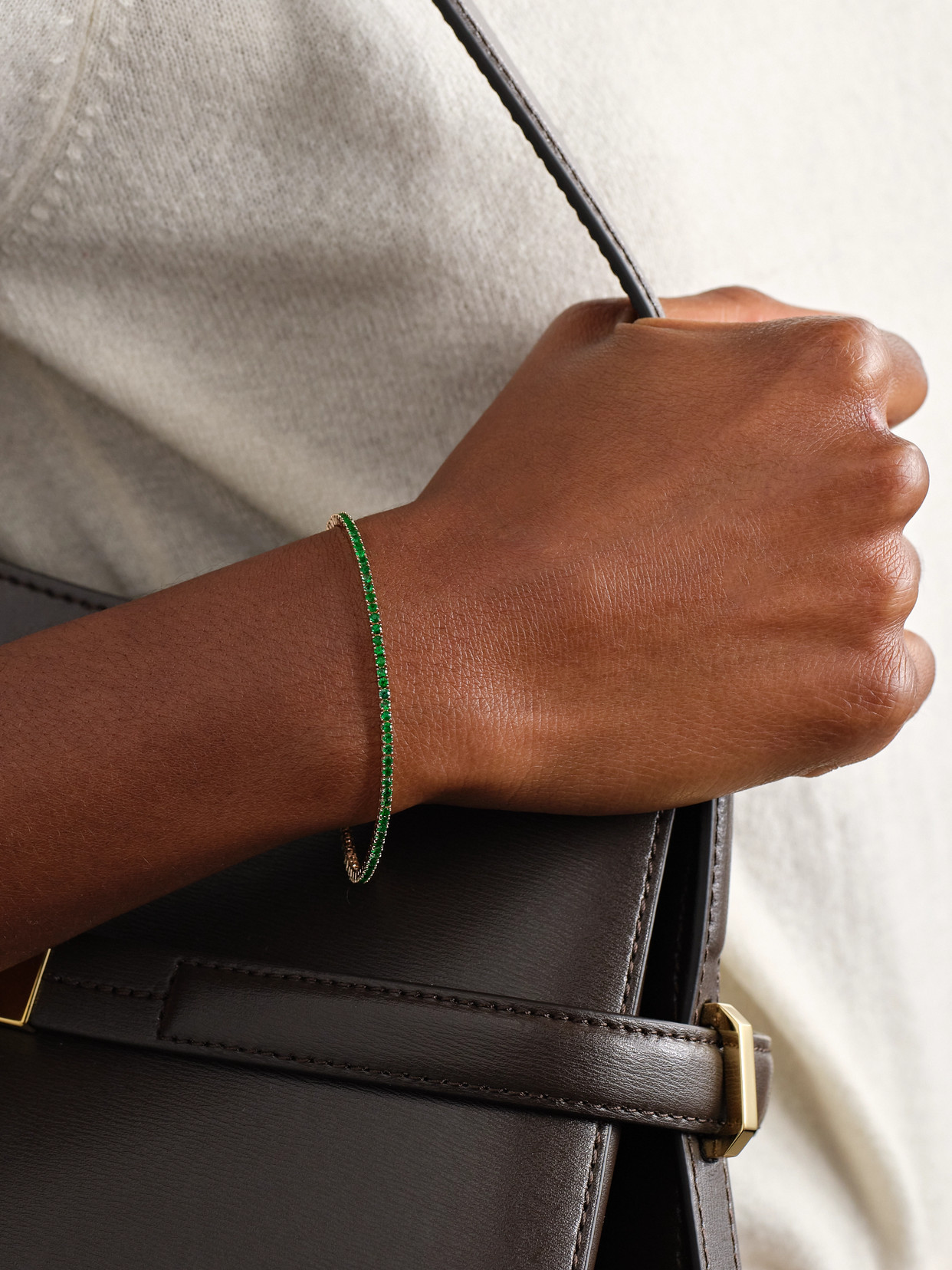 Sydney Evan 14-karat Gold Emerald Tennis Bracelet In Green