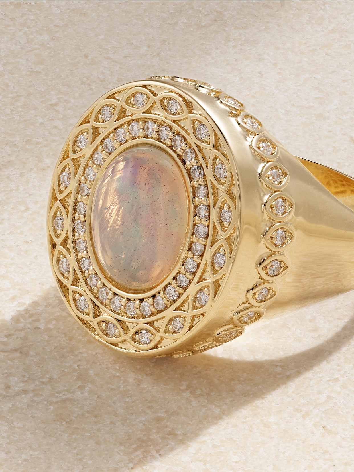 Sydney Evan 14-karat Gold, Opal And Diamond Signet Ring In Gold