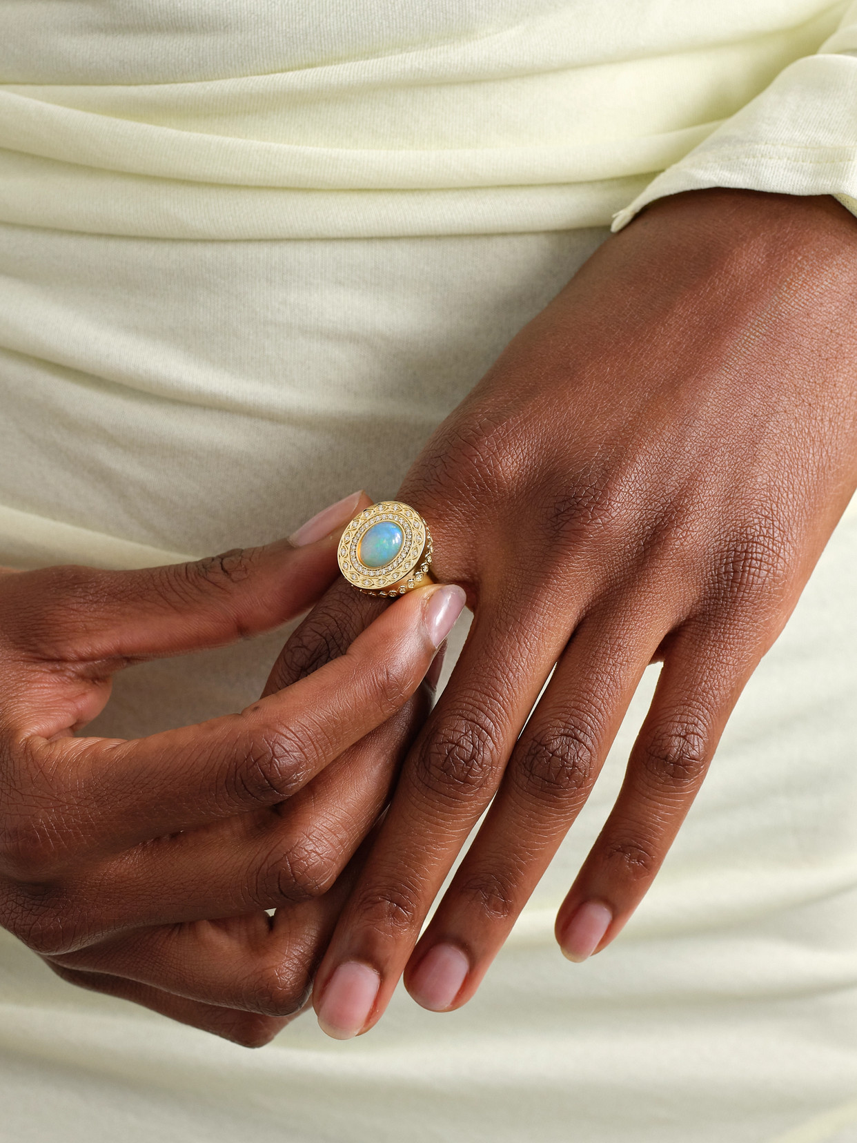 Sydney Evan 14-karat Gold, Opal And Diamond Signet Ring In Gold
