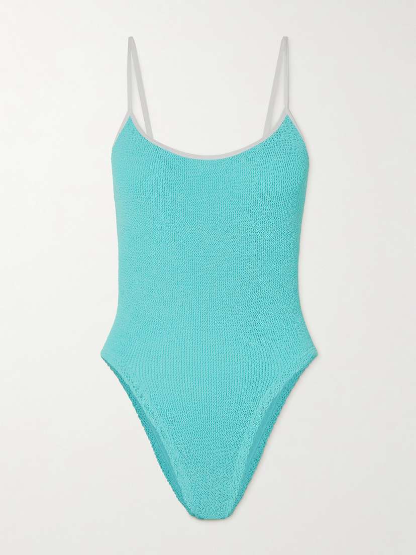 Black | + Net Sustain Pamela Seersucker Swimsuit | Hunza G