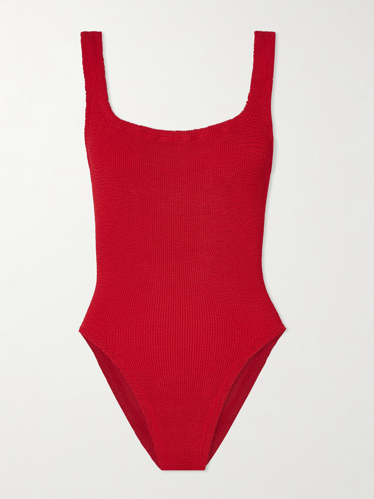 Hunza G Square Neck Seersucker Swimsuit In Red
