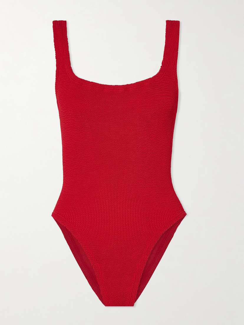 Hunza G Square Neck Seersucker Swimsuit