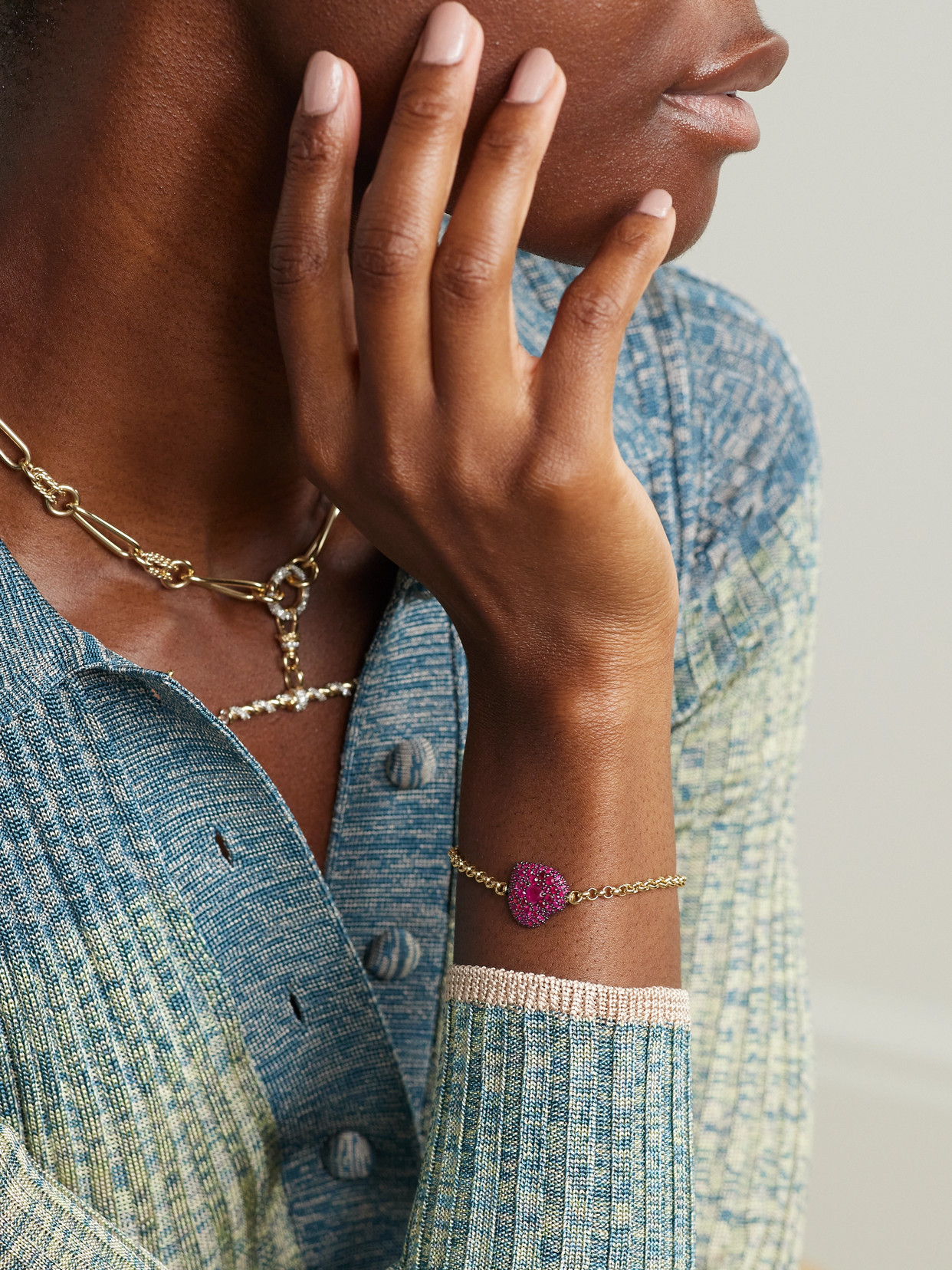 Lucy Delius Love Special Rhodium-plated14-karat Gold Ruby Bracelet In Gold