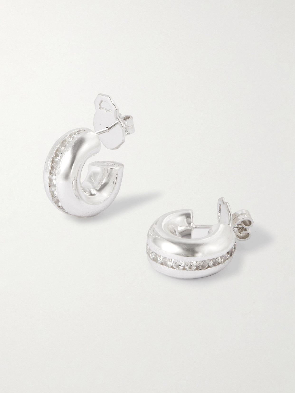 Pacharee Prado Medium White Gold-plated Silver Crystal Earrings In Metallic