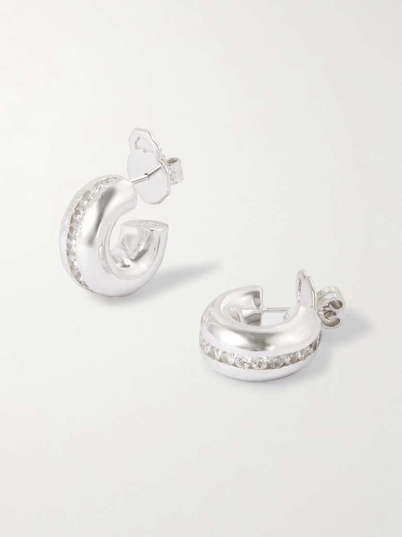 Pacharee Prado Medium White Gold-plated Silver Crystal Earrings