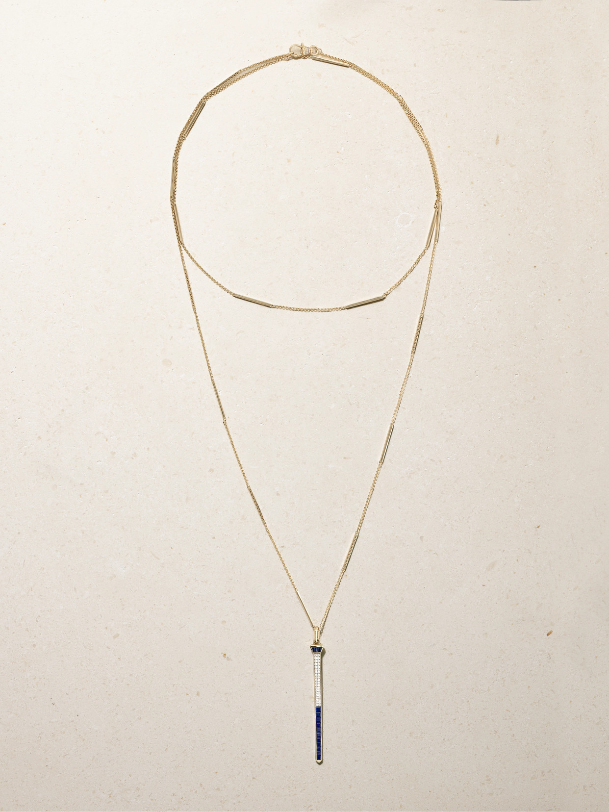 Lucy Delius The Lucky One 14-karat Gold, Sapphire And Diamond Necklace In Blue