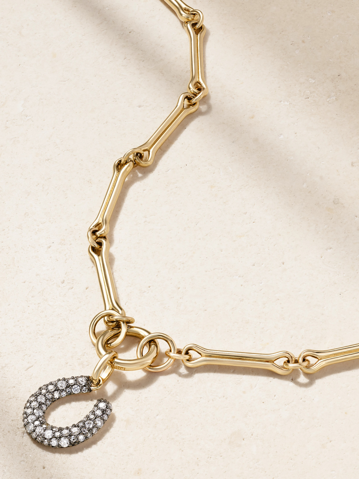 Lucy Delius Show Your Bones Horseshoe 14-karat Gold, Rhodium-plated And Diamond Necklace In Gold