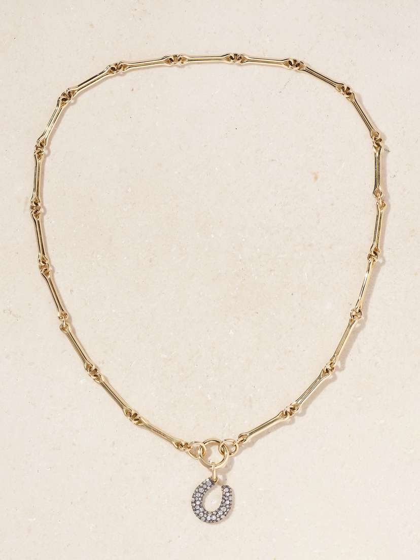 Lucy Delius Show Your Bones Horseshoe 14-karat Gold, Rhodium-plated And Diamond Necklace