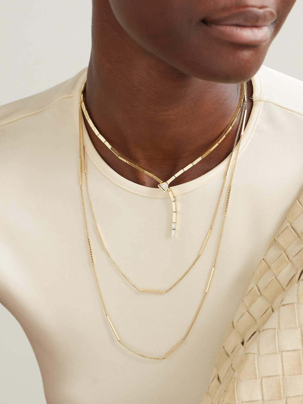Lucy Delius The Lucky One Crossover 14-karat Gold Diamond Necklace In Gold