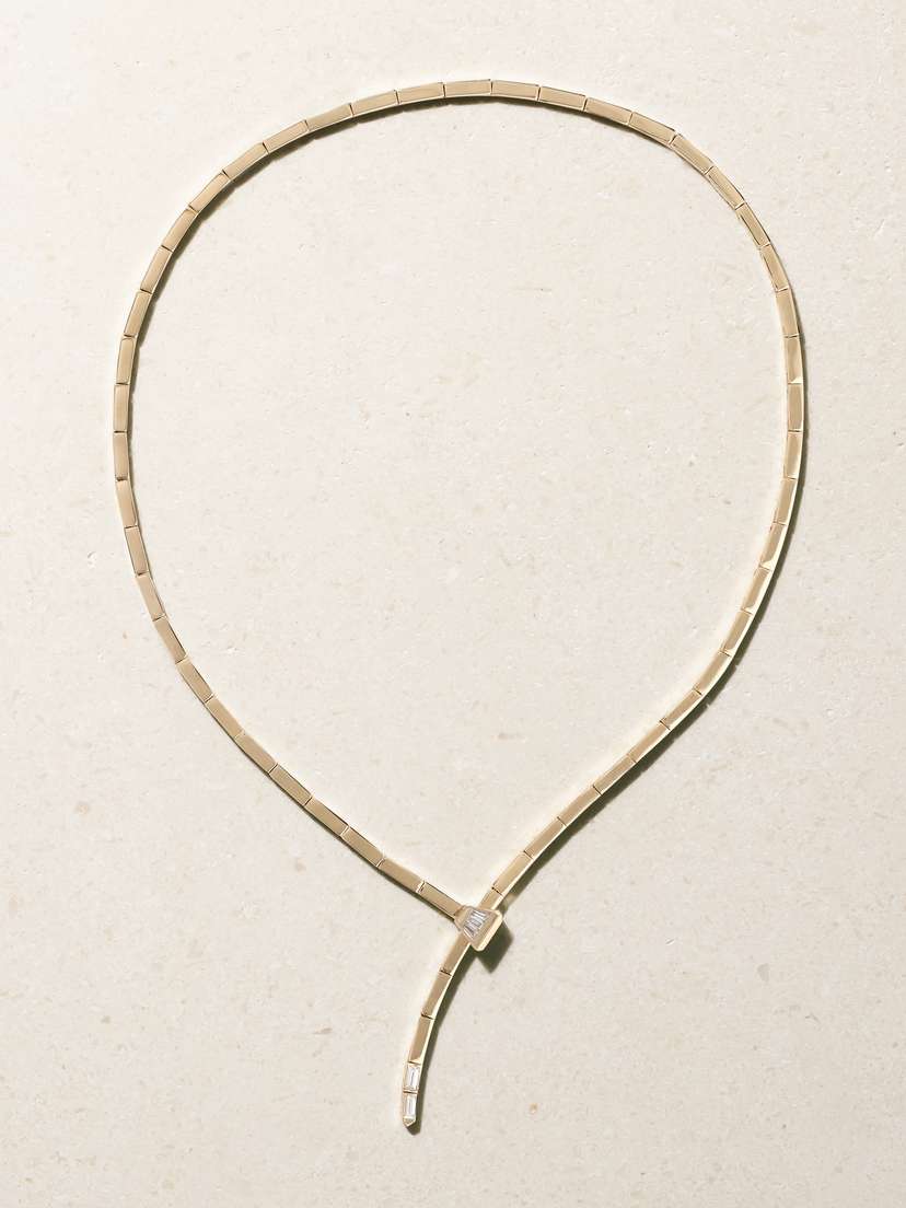 Lucy Delius The Lucky One Crossover 14-karat Gold Diamond Necklace