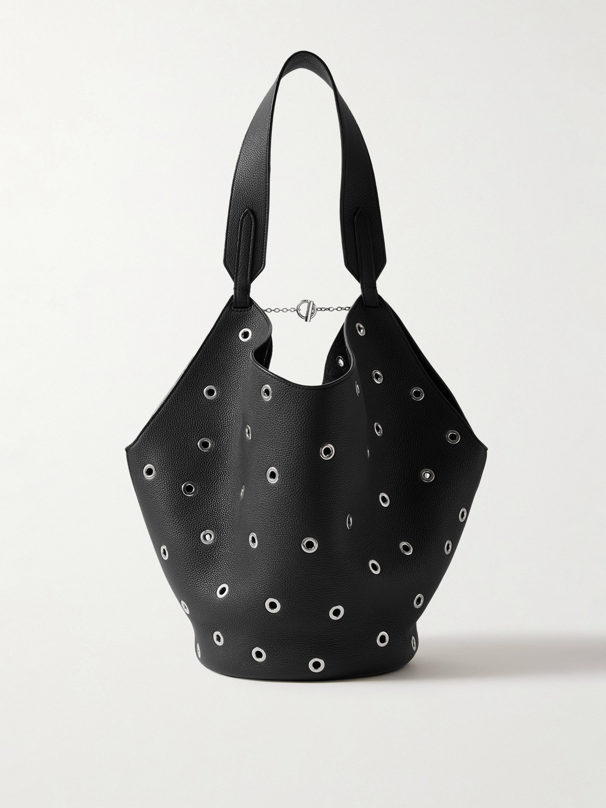Khaite Lotus Small Embellished Textured-leather Tote In Black