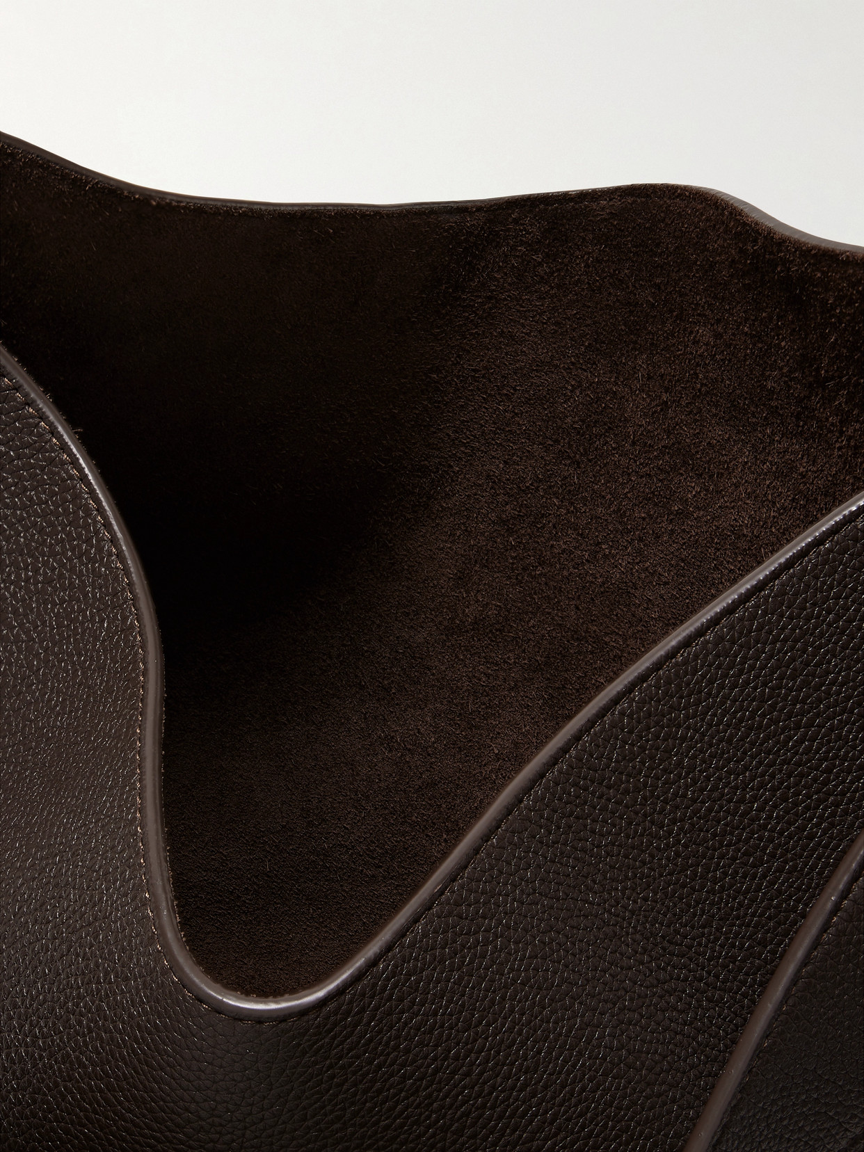 Khaite Mini Lotus Hammered Leather Tote Handbag In Brown