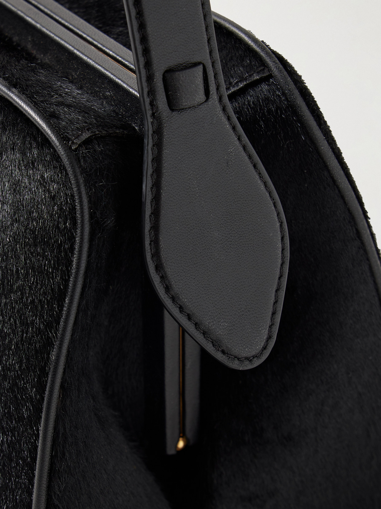 KHAITE CATE LEATHER-TRIMMED CALF HAIR TOTE