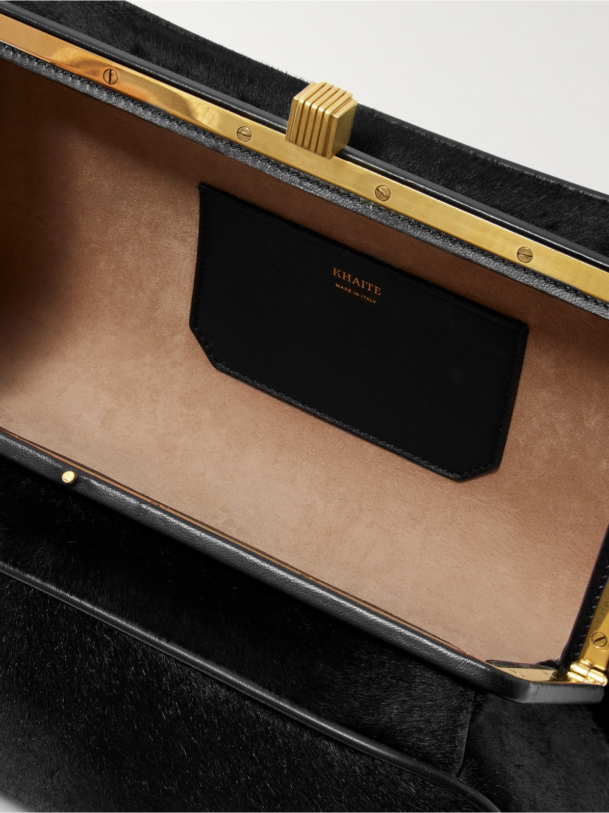 KHAITE CATE LEATHER-TRIMMED CALF HAIR TOTE