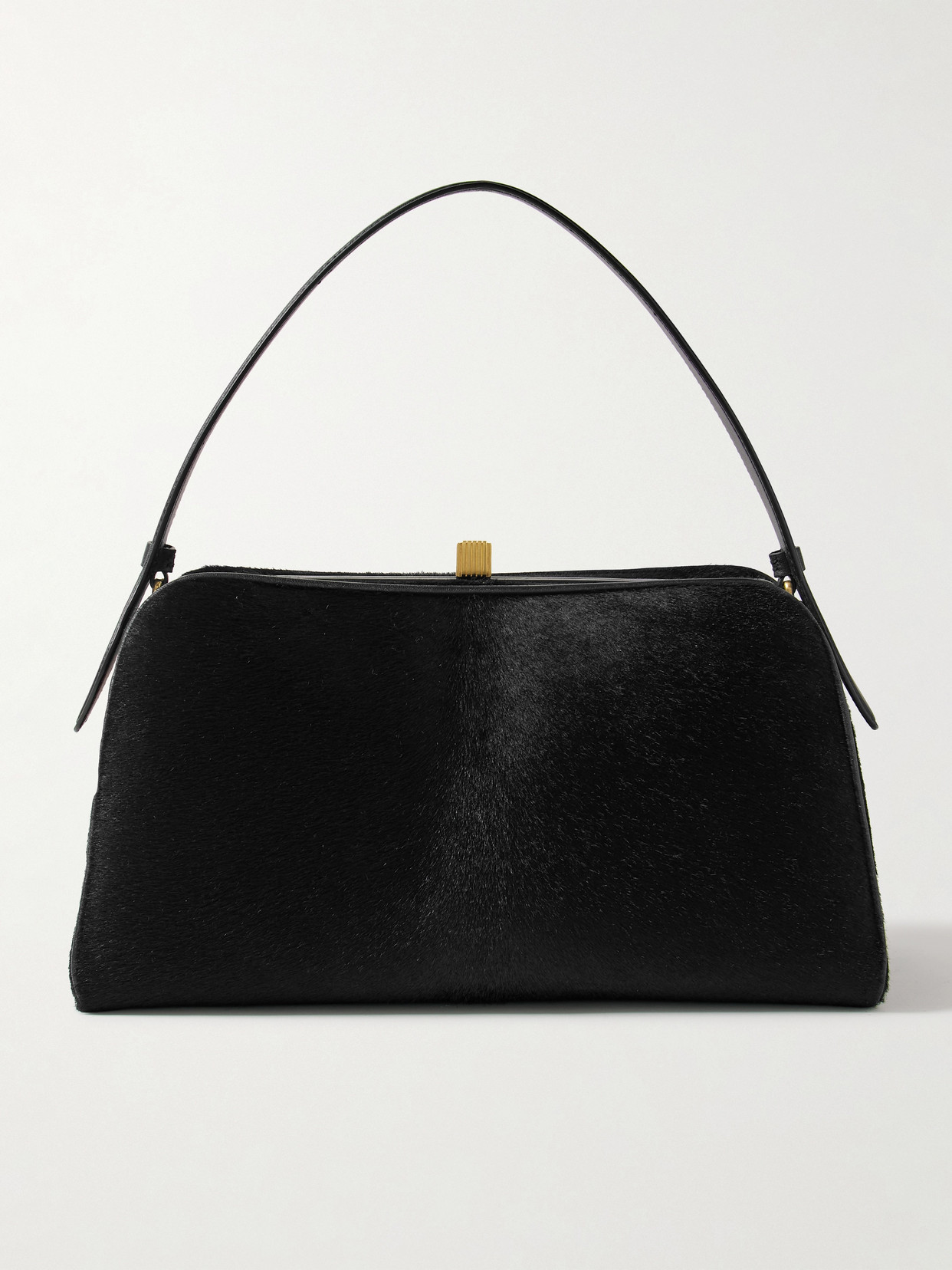 Khaite Cate Leather-trimmed Calf Hair Tote In Black