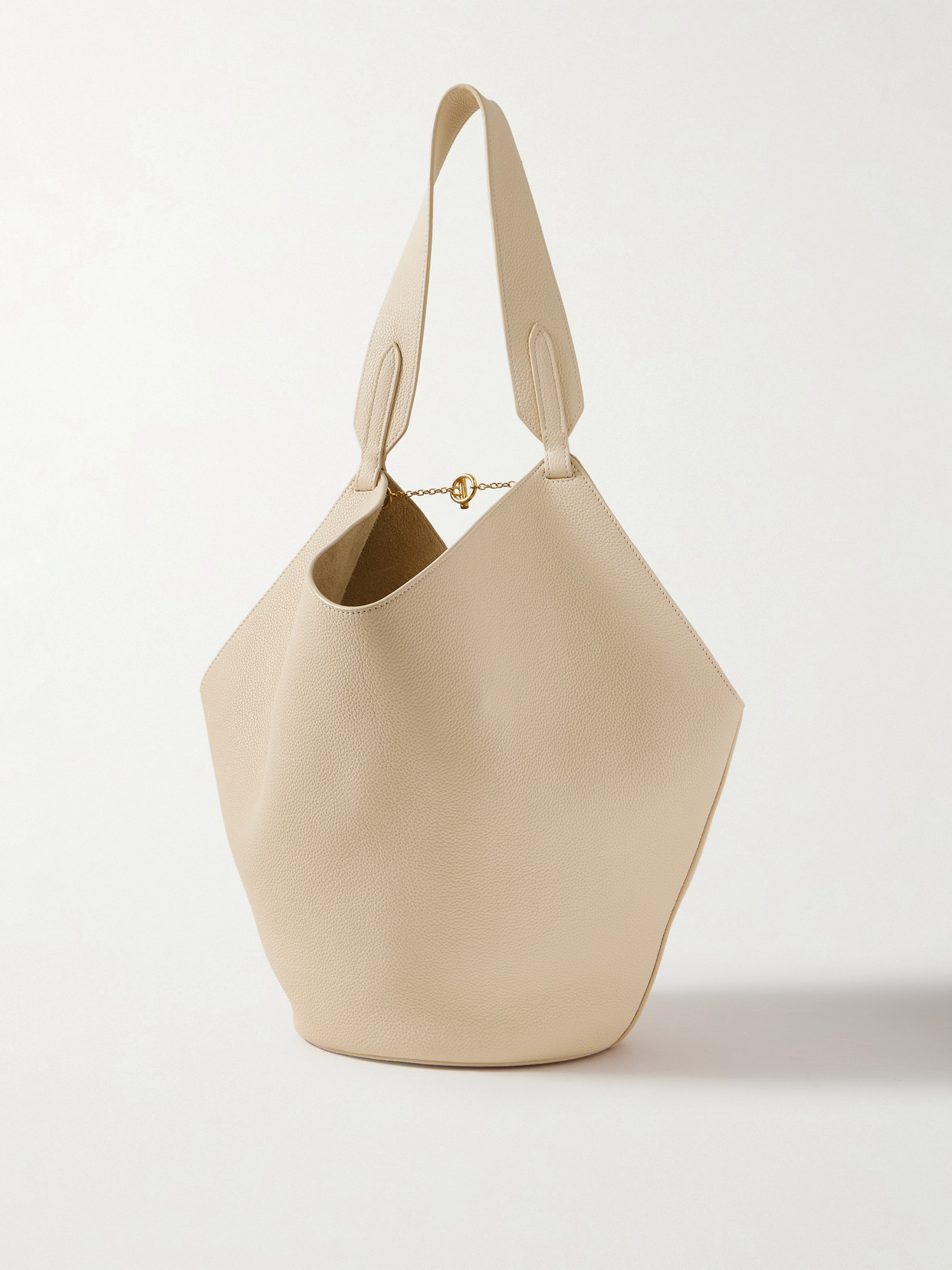 Khaite Lotus Small Textured-leather Tote In Ivory