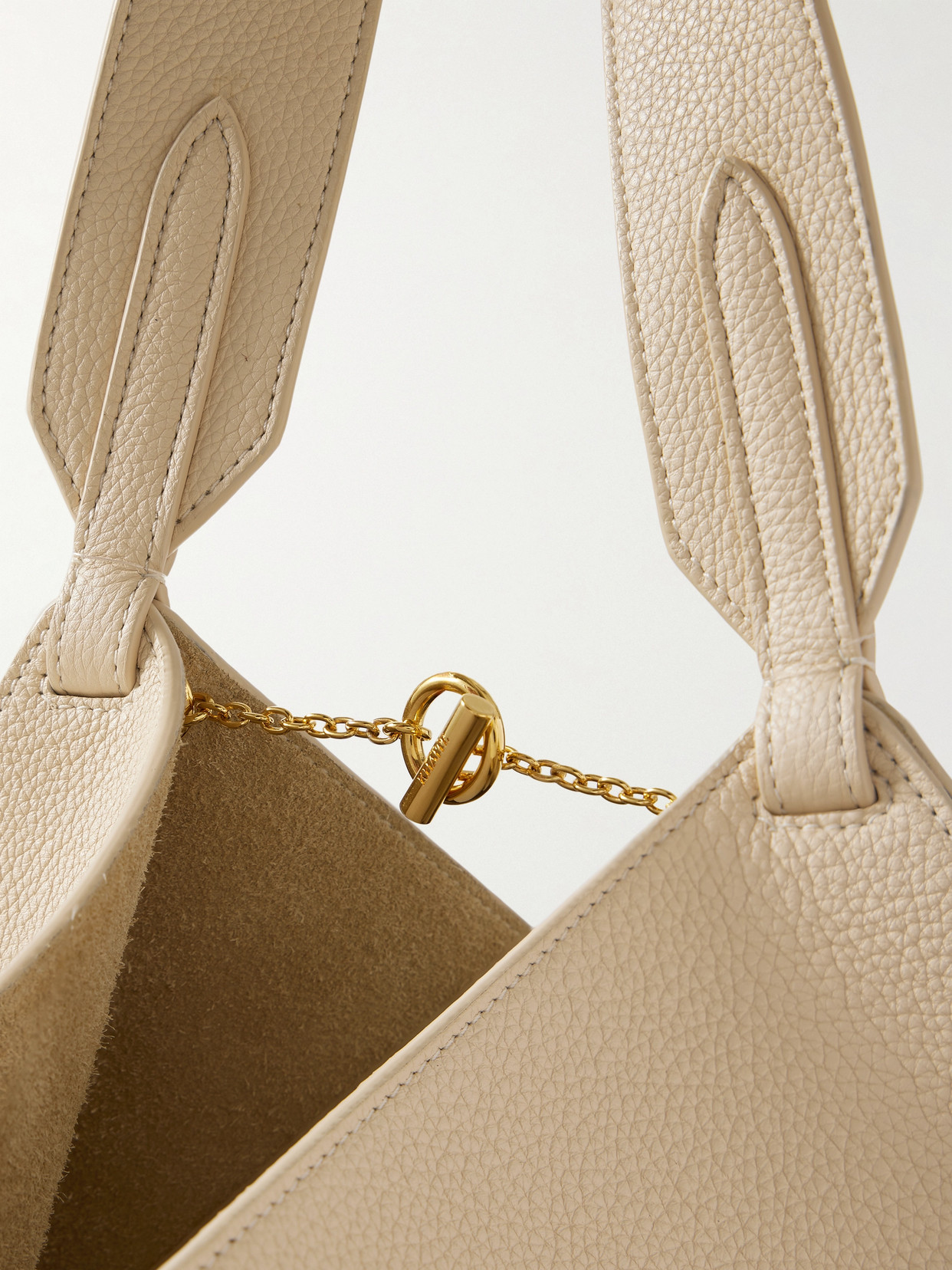 Khaite Lotus Small Textured-leather Tote In Ivory