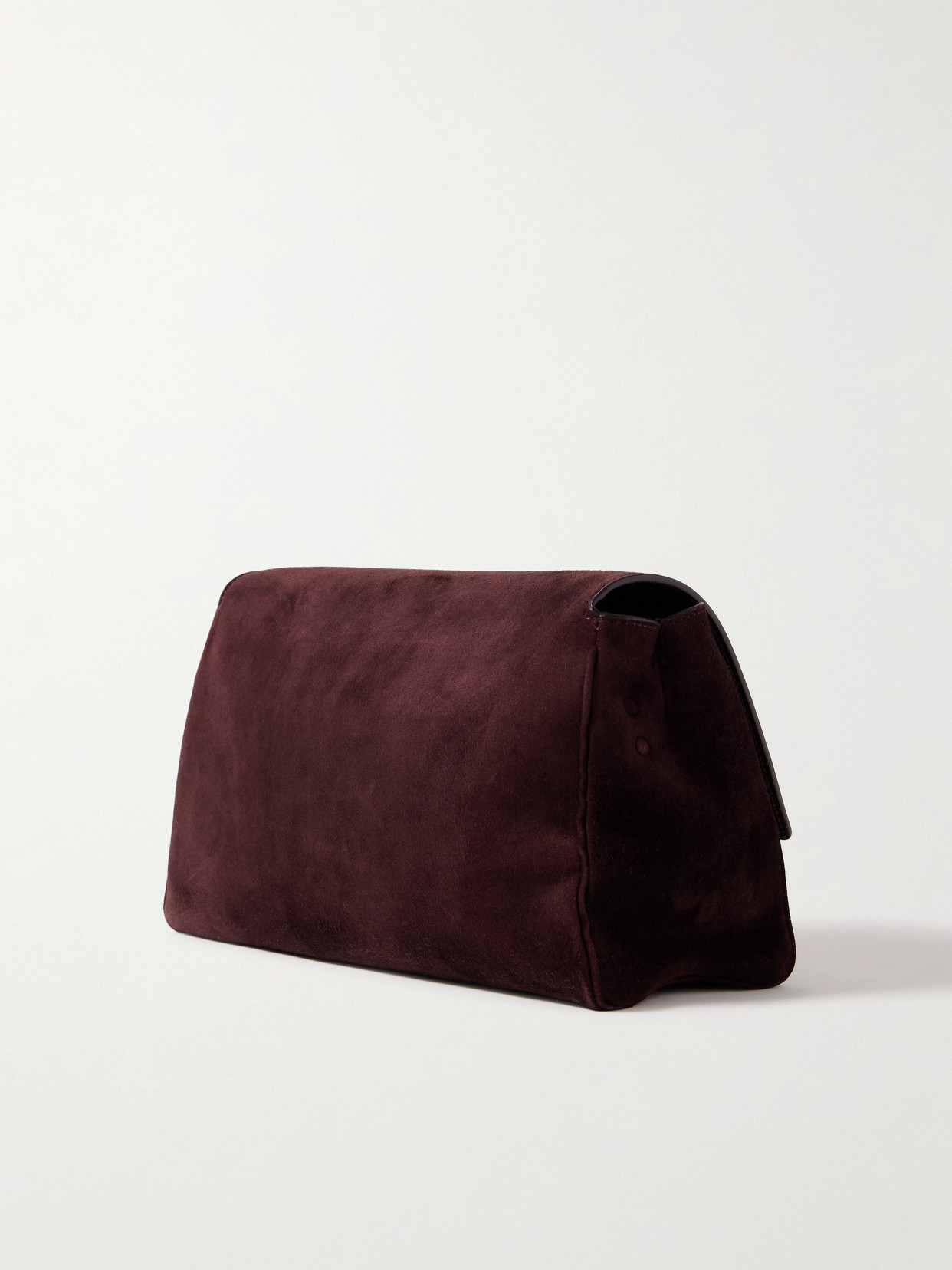 Khaite Audrey Flap Suede Crossbody Bag In Burgundy