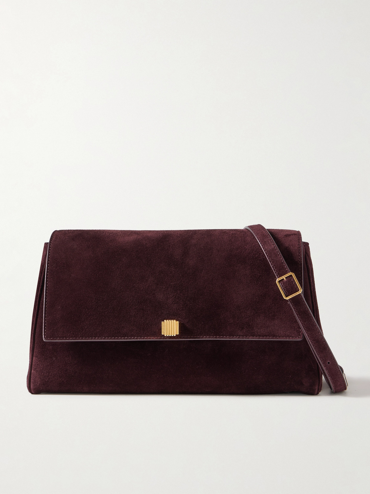 Khaite Cate Suede Shoulder Bag In Burgundy
